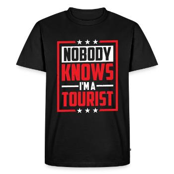 Nobody Knows I'm A Tourist 19 - Men's Premium Organic T-Shirt - black - Front - Nico (187cm)