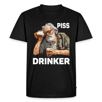 Piss Drinker 46 - Men's Premium Organic T-Shirt - black - Front - Nico (187cm)