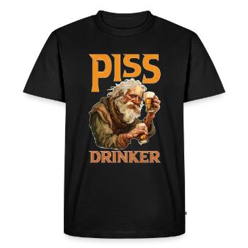 Piss Drinker 45 - Men's Premium Organic T-Shirt - black - Front - Nico (187cm)