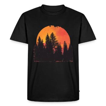 Sunset Forest Silhouette Outdoor Retro 80s Vibe 2 - Men's Premium Organic T-Shirt - black - Front - Nico (187cm)