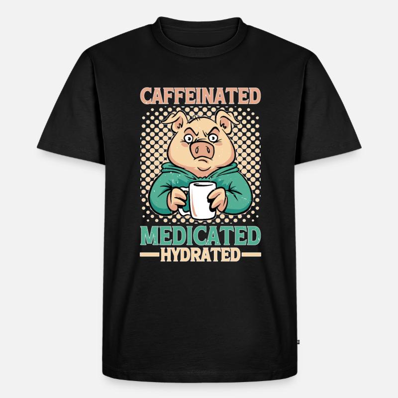 Caffeinated Medicated Hydrated - Männer Premium Bio T-Shirt - Schwarz