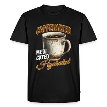Caffeinated Medicated Hydrated 2 - Men's Premium Organic T-Shirt - black - Front - Nico (187cm)