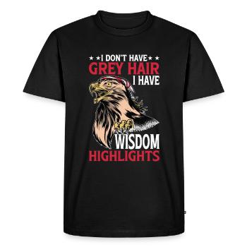 Je n’ai pas de cheveux gris J’ai des mèches de sagesse 3 - T-shirt Premium bio Homme - noir - Devant - Nico (187cm)