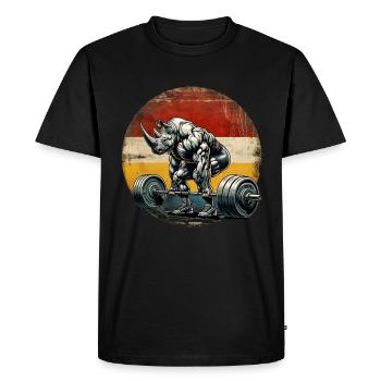 Strong Rhino Powerlifter Deadlift Gym Entraînement 2 - T-shirt Premium bio Homme - noir - Devant - Nico (187cm)