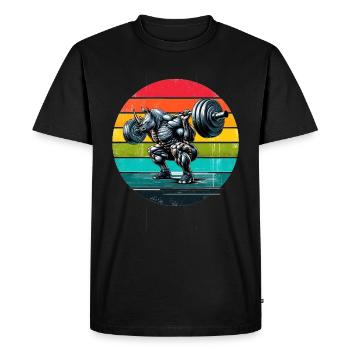 Strong Rhino Weightlifter Squat Gym Workout - T-shirt Premium bio Homme - noir - Devant - Nico (187cm)