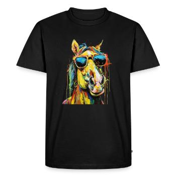 Lunettes de soleil cool cheval couvert de peinture arc-en-ciel 2 - T-shirt Premium bio Homme - noir - Devant - Nico (187cm)