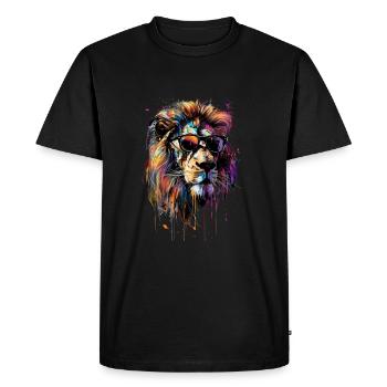 Lunettes de soleil cool Lion recouvert de peinture arc-en-ciel - T-shirt Premium bio Homme - noir - Devant - Nico (187cm)