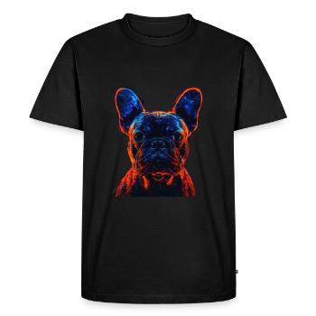 Red and Blue French Bulldog - Men's Premium Organic T-Shirt - black - Front - Nico (187cm)