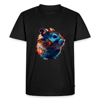 Hamster rouge et bleu : art animalier féroce et vif - T-shirt Premium bio Homme - noir - Devant - Nico (187cm)