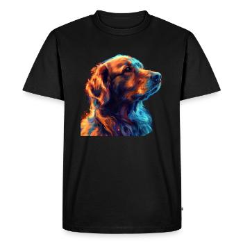 Red and Blue Golden Retriever Fierce - Men's Premium Organic T-Shirt - black - Front - Nico (187cm)