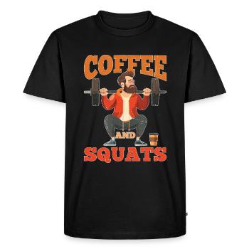 Coffee And Squats 14 - Men's Premium Organic T-Shirt - black - Front - Nico (187cm)