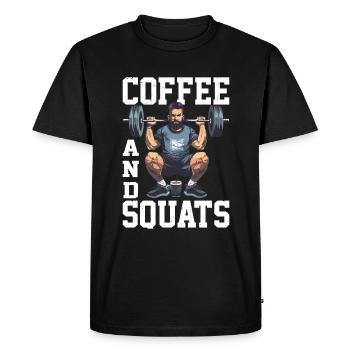 Coffee And Squats 15 - Men's Premium Organic T-Shirt - black - Front - Nico (187cm)