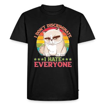 Je ne fais pas de discrimination, je déteste tout le monde 27 - T-shirt Premium bio Homme - noir - Devant - Nico (187cm)