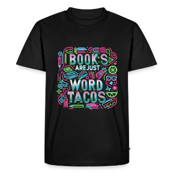 Les livres ne sont que des tacos de mots 19 - T-shirt Premium bio Homme - noir - Devant - Nico (187cm)