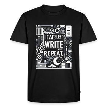 Manger Dormir Écrire Répéter 6 - T-shirt Premium bio Homme - noir - Devant - Nico (187cm)