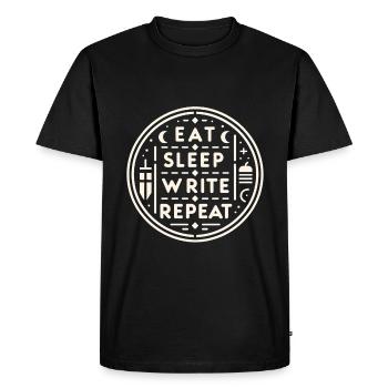 Manger Dormir Écrire Répéter 7 - T-shirt Premium bio Homme - noir - Devant - Nico (187cm)