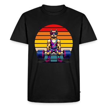 Dessin animé chien soulevé de terre - T-shirt Premium bio Homme - noir - Devant - Nico (187cm)