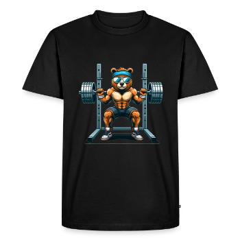 Ours fort accroupi dans le gymnase - T-shirt Premium bio Homme - noir - Devant - Nico (187cm)