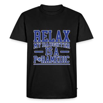 Détendez-vous ma fille est ambulancière 2 - T-shirt Premium bio Homme - noir - Devant - Nico (187cm)