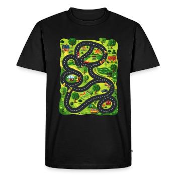 Tapis de jeu de voiture pour enfants - Massage Parents 5 - T-shirt Premium bio Homme - noir - Devant - Nico (187cm)
