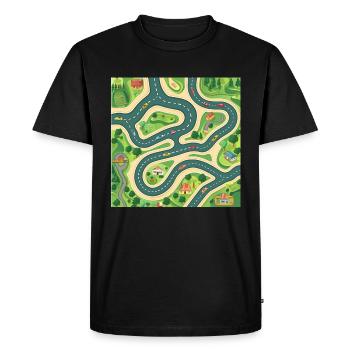 Le tapis de jeu de voiture offre aux parents un massage - T-shirt Premium bio Homme - noir - Devant - Nico (187cm)