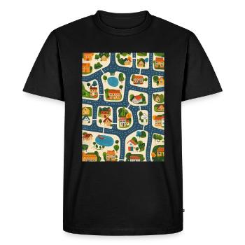 Tapis de jeu de voiture pour enfants - Aide de massage pour parents 2 - T-shirt Premium bio Homme - noir - Devant - Nico (187cm)