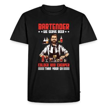 Barman, nous servons de la bière plus froide que votre ex - T-shirt Premium bio Homme - noir - Devant - Nico (187cm)