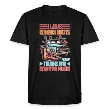I Love Cowboy Boots Pickup Trucks, Country Music 2 - Men's Premium Organic T-Shirt - black - Front - Nico (187cm)