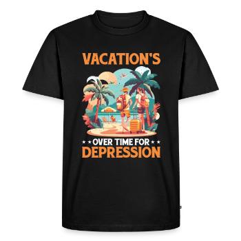 Vacation's Over Time For Depression 2 - Men's Premium Organic T-Shirt - black - Front - Nico (187cm)