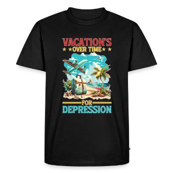 Vacation's Over Time For Depression - Men's Premium Organic T-Shirt - black - Front - Nico (187cm)