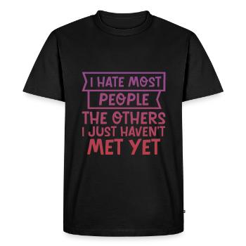 Je déteste la plupart des gens Les autres que je n’ai tout simplement pas rencontrés 4 - T-shirt Premium bio Homme - noir - Devant - Nico (187cm)
