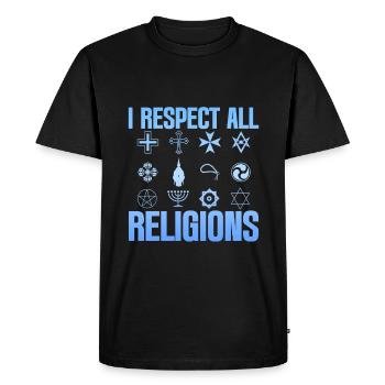 I Respect All Religions 2 - Men's Premium Organic T-Shirt - black - Front - Nico (187cm)