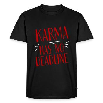 Karma Has No Deadline 2 - Men's Premium Organic T-Shirt - black - Front - Nico (187cm)