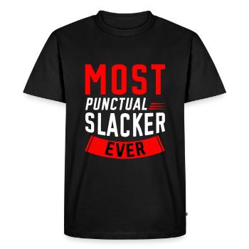 Le fainéant le plus ponctuel de tous les temps 2 - T-shirt Premium bio Homme - noir - Devant - Nico (187cm)