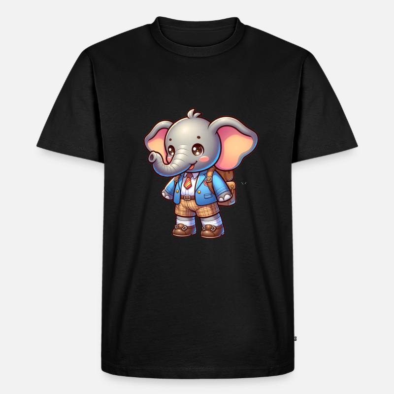 Cute Schoolboy Elephant - Männer Premium Bio T-Shirt - Schwarz