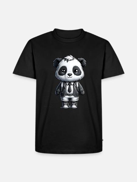 Cute Schoolboy Panda - Men's Premium Organic T-Shirt - black