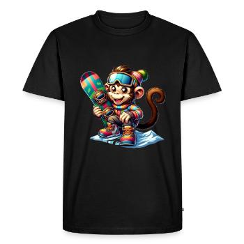 Cute Snowboarder Monkey - Men's Premium Organic T-Shirt - black - Front - Nico (187cm)