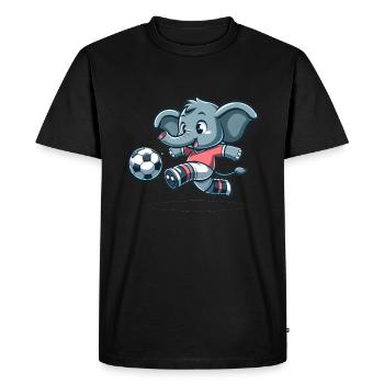 Mignon joueur de football éléphant - T-shirt Premium bio Homme - noir - Devant - Nico (187cm)