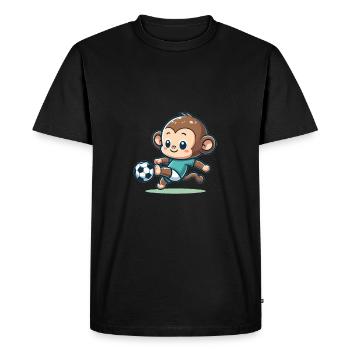 Mignon joueur de football singe - T-shirt Premium bio Homme - noir - Devant - Nico (187cm)