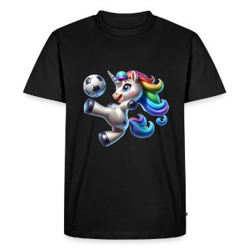 Mignon joueur de football licorne - T-shirt Premium bio Homme - noir - Devant - Nico (187cm)