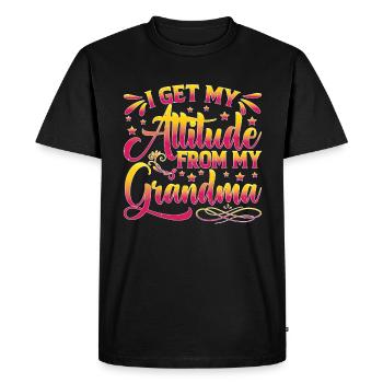 Je tiens mon attitude de ma grand-mère - T-shirt Premium bio Homme - noir - Devant - Nico (187cm)