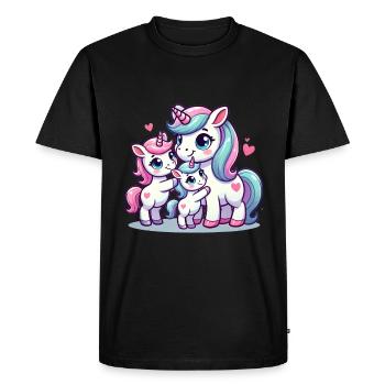 Parent licorne aimant avec deux enfants mignons - T-shirt Premium bio Homme - noir - Devant - Nico (187cm)