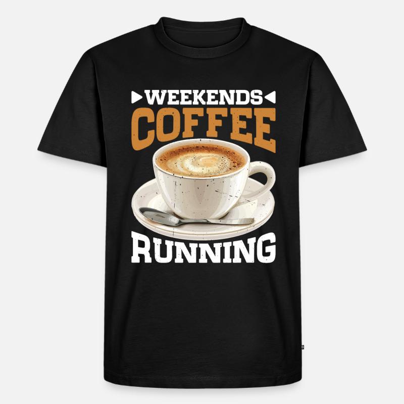 Weekends Coffee Running - Männer Premium Bio T-Shirt - Schwarz