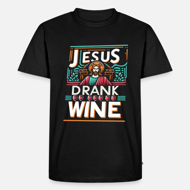Jesus Drank Wine 12 - Männer Premium Bio T-Shirt - Schwarz