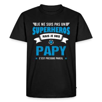 Papy cadeau drôle original super papi - T-shirt Premium bio Homme - noir - Devant - Nico (187cm)