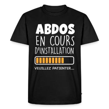 Téléchargement abdos en cours - T-shirt Premium bio Homme - noir - Devant - Nico (187cm)