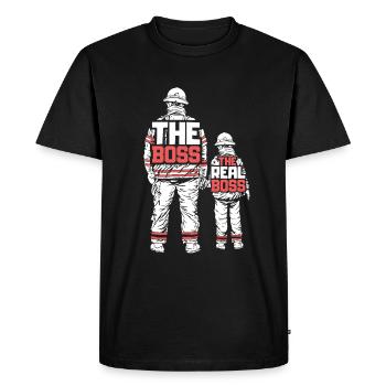 Pompier père fils partenaire look - T-shirt Premium bio Homme - noir - Devant - Nico (187cm)