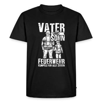 Feuerwehr Vater Sohn Partnerlook - Männer Premium Bio T-Shirt - Schwarz - Vorne - Nico (187cm)