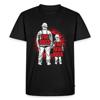 Pompier père fils partenaire look - T-shirt Premium bio Homme - noir - Devant - Nico (187cm)