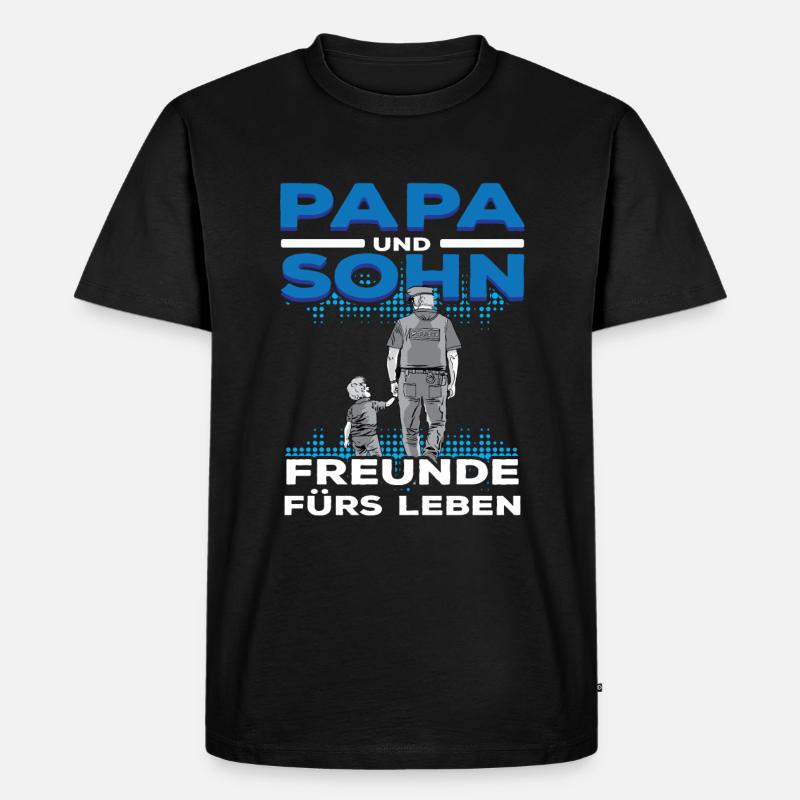 Polizei Papa Sohn Partnerlook - Männer Premium Bio T-Shirt - Schwarz